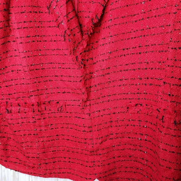 Worthington Womens Blazer Open Front Tweed Red & Black Plus Size XXL Jacket - Picture 10 of 16